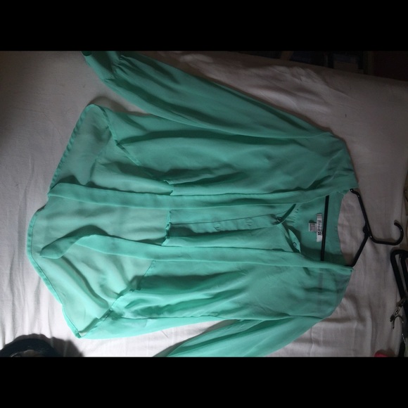 Mint green sheer top