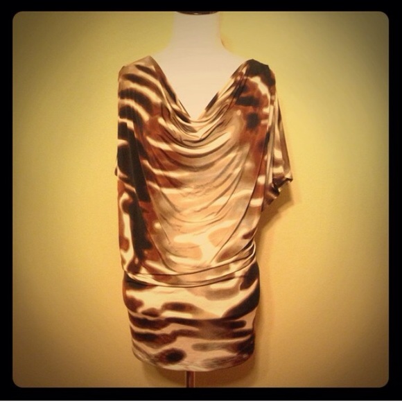 Cocoa & Beige Cowl Neck Tunic!