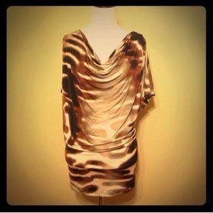 Cocoa & Beige Cowl Neck Tunic!
