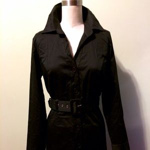 Black Button Down Long Sleeve Shirt Dress