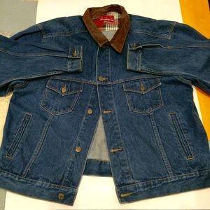 marlboro denim jacket leather collar
