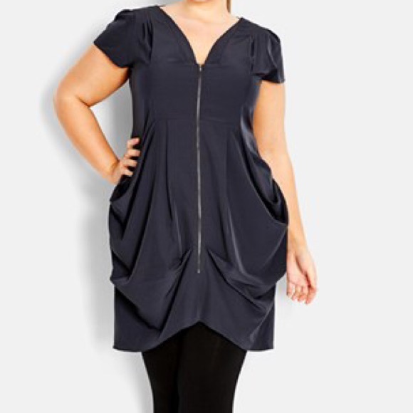 City Chic Black Tunic/Dress size L (18)