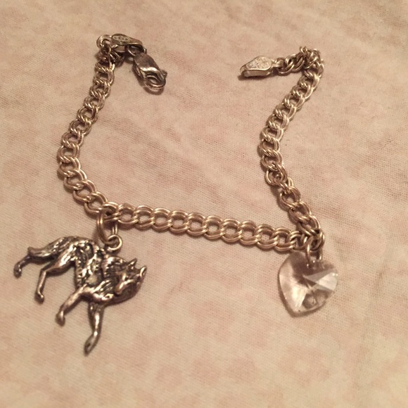 Wolf and heart charm bracelet