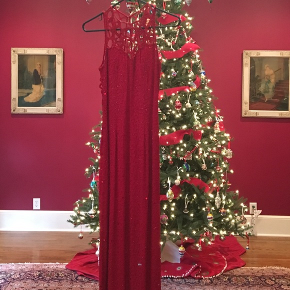 None Dresses & Skirts - Stunning floor length red beaded gown