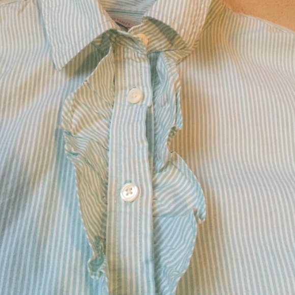 Old navy Turquoise & white pin stripe blouse - Picture 2 of 4