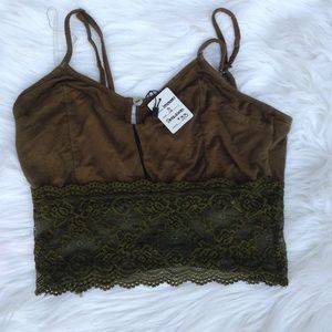Olive peekaboo bra top