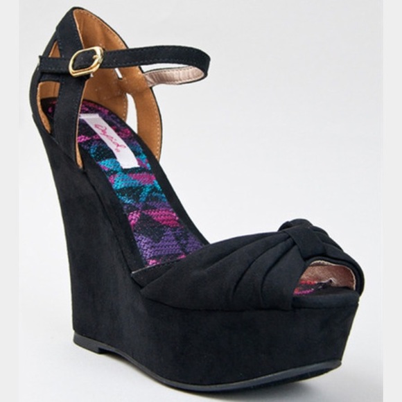 Black bow Mary Jane Wedges