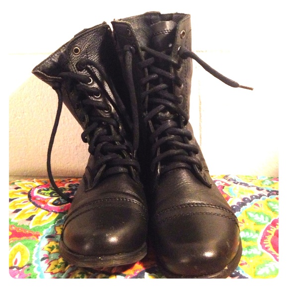 Steve Madden Black Combat Boots