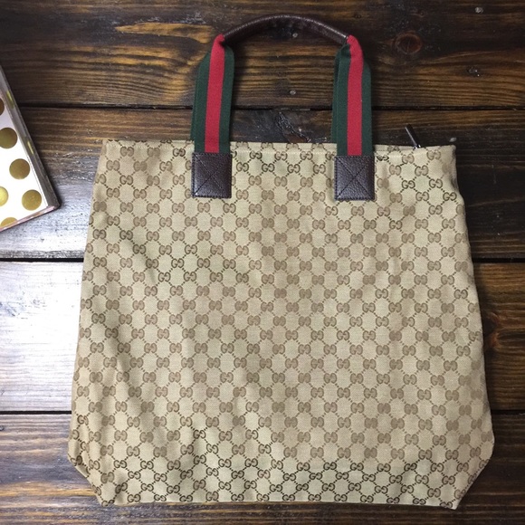 SOLD: Gucci logo print shopper bag canvas shopping - Picture 2 of 4