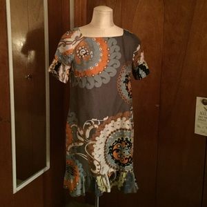 JCrew silk dress with ruffle accent