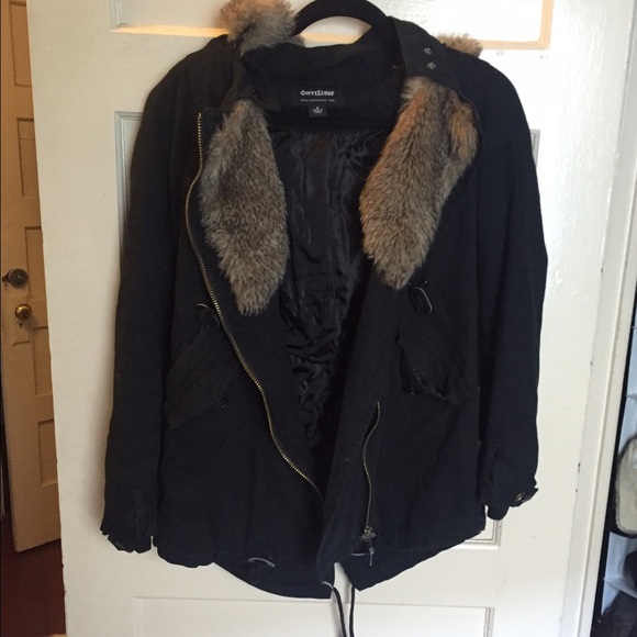 Lined anorak with fur lapels, detachable fur hood