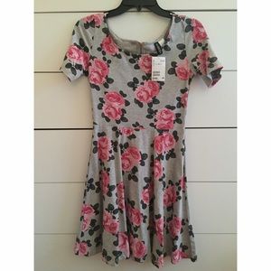 Rose printed skater dress