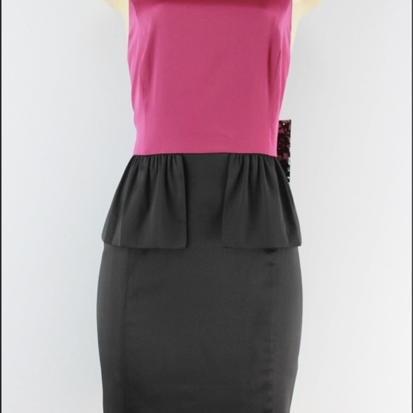 Kensie sleeveless peplum satin black / rasberry