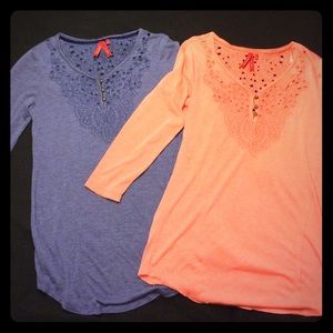 Coral and Navy 3/4 Sleeve Shirt Bundle
