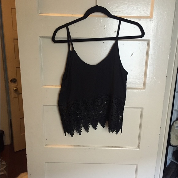 Black tank top with lace detailing