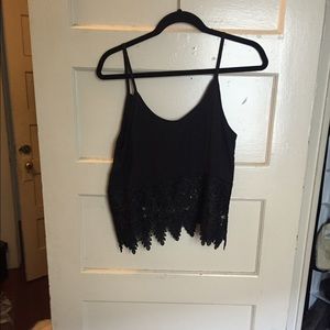 Black tank top with lace detailing