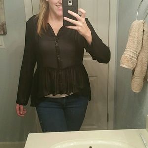 Long sleeve see thru button up