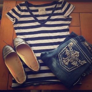 Blue and White Striped Shirt