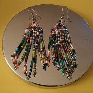 Handmade beaded dangle earrings