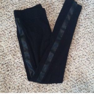 Black American eagle leggings with leather