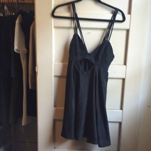 Black flowy chest cutout dress strappy shoulders