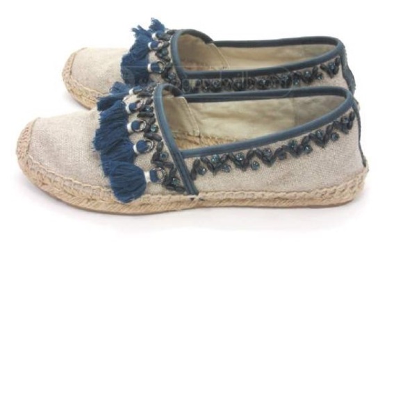 Tory Burch niyah navy beaded espadrille flats - Picture 2 of 4