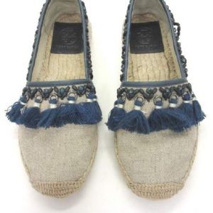 Tory Burch niyah navy beaded espadrille flats