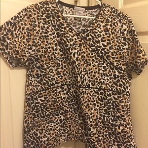 Cheetah print scrub top
