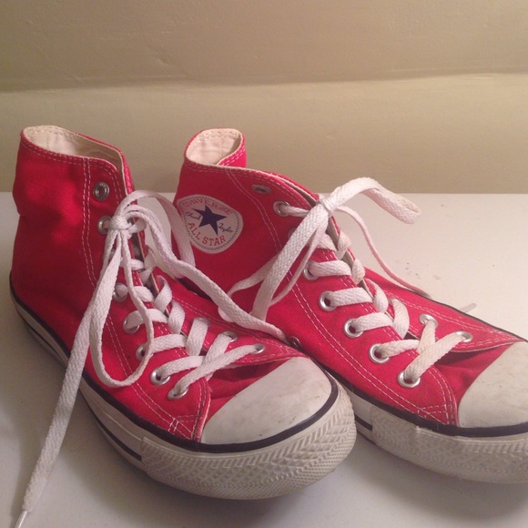 Red Hi Top Converse sneakers