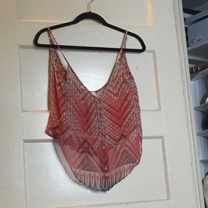 Sheer flowy cut out tank top