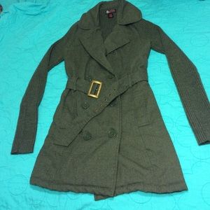 Adorable Olive Green Trench Peacoat Long Sweater