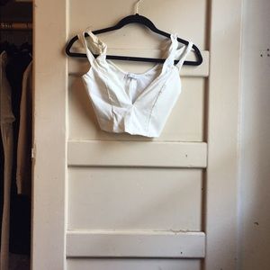 Never worn cream deep cut crop top