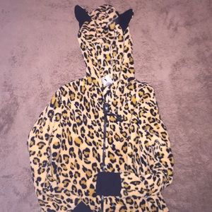 Footless Cheetah Onesie with hoodie