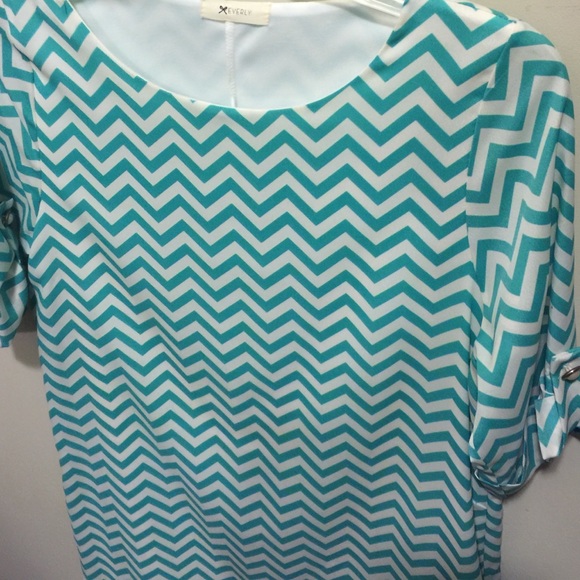 Turquoise & cream chevron dress - Picture 2 of 2