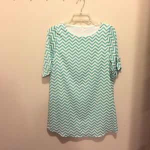 Turquoise & cream chevron dress