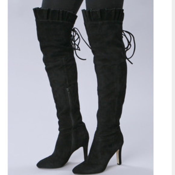 Kelsi Dagger "Sophia" Ruffle Over Knee Boots