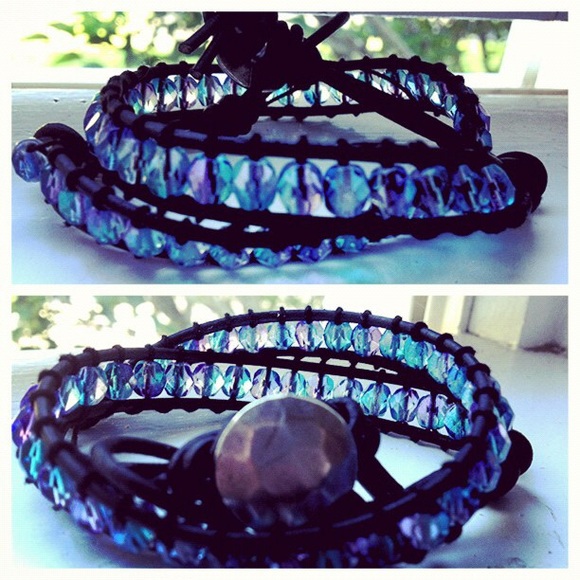 Double wrap beaded leather bracelet