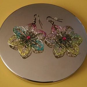 Rainbow flower earrings