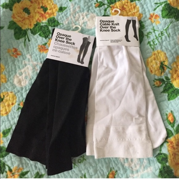 Black and white knee high stockings