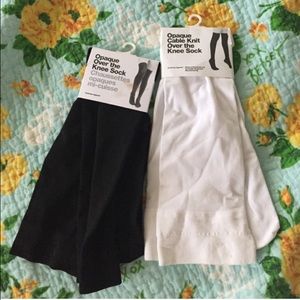 Black and white knee high stockings