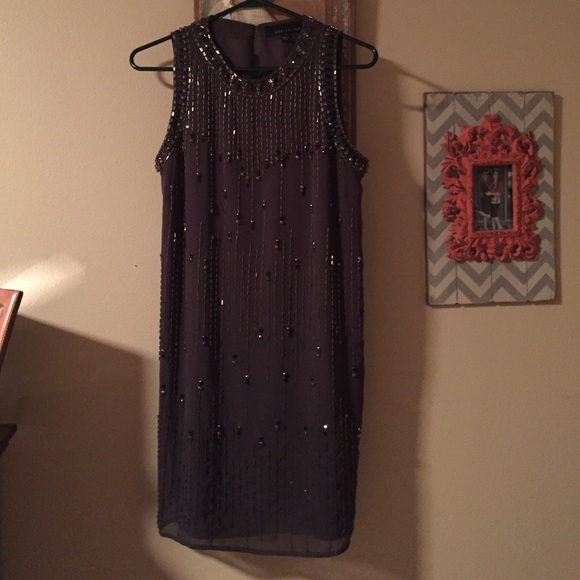 Never worn grey dress with beading.