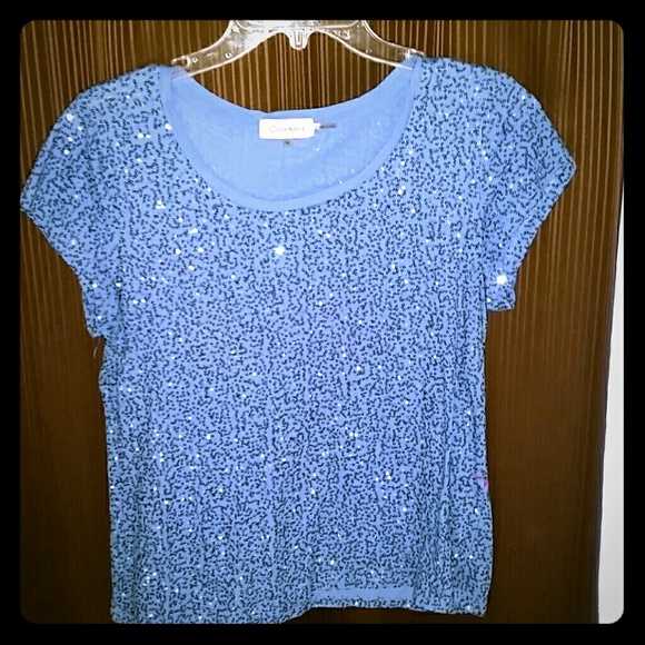 Calvin Klein cotton sequin fabric blouse