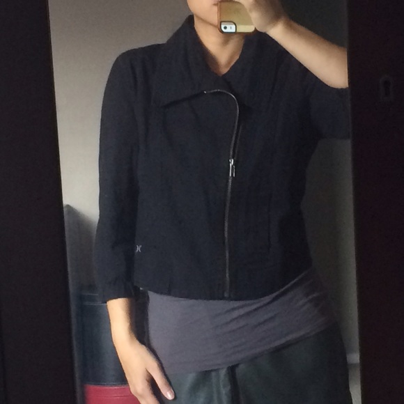 Hurley Zipper Jacket Black 3/4 Sleeve - Picture 2 of 4