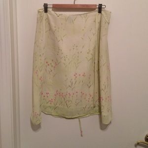 Light green skirt with pink floral print