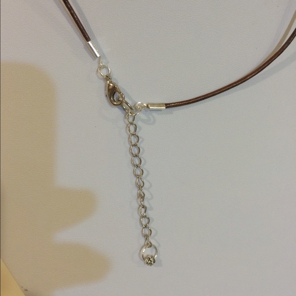 Leather and silver choker necklace - Picture 3 of 3