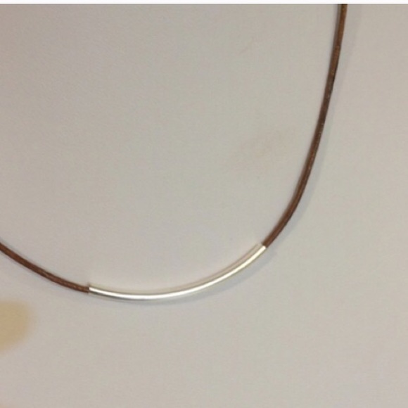 Leather and silver choker necklace - Picture 2 of 3