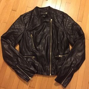 Faux leather bomber jacket