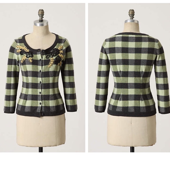 🚫SOLD🚫Anthropologie Flowering Plaid Cardigan - Picture 2 of 4