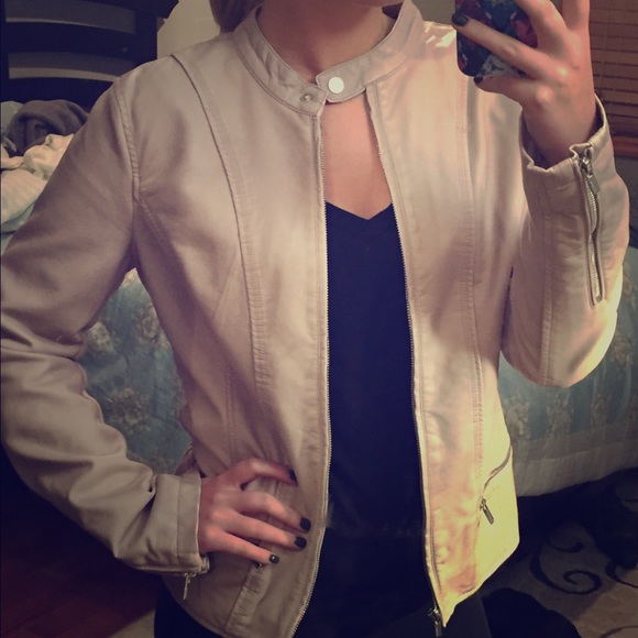 Express beige faux leather jacket