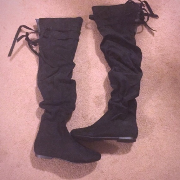 Black suede boots